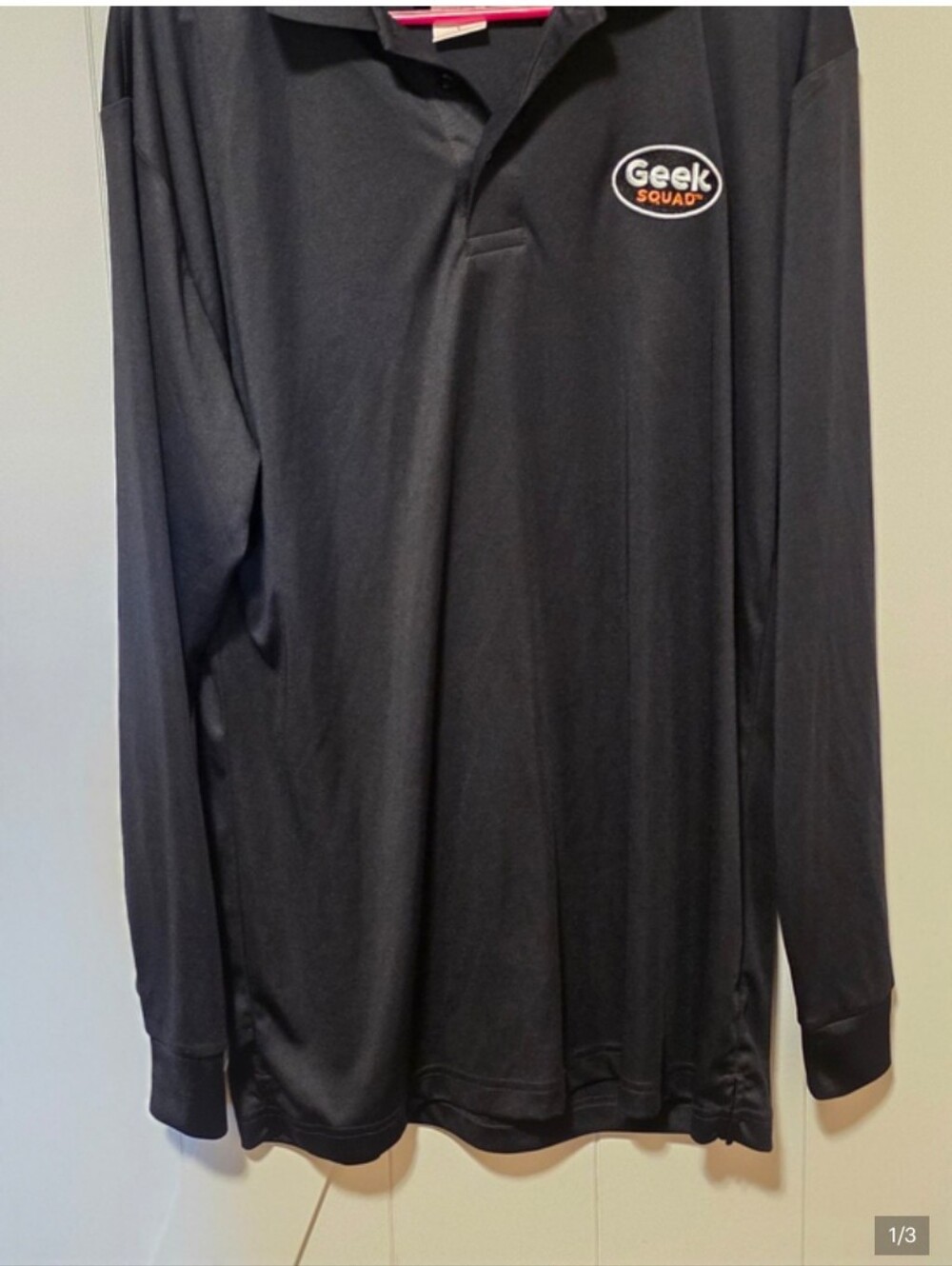 Geek Squad Men's Black Long-Sleeve Polo Shirt